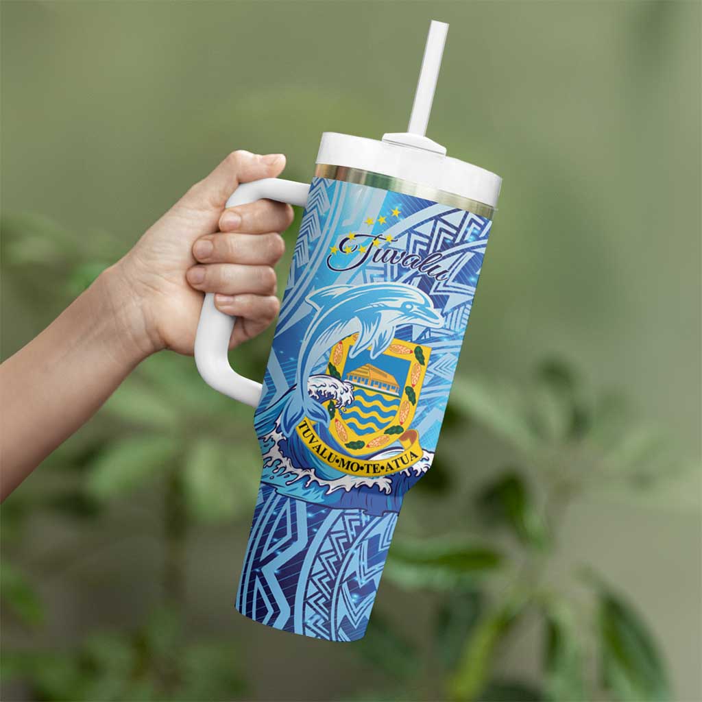 Tuvalu mo te Atua Tumbler With Handle Tuuvalu Dolphin Polynesian Pattern LT01 - Polynesian Pride