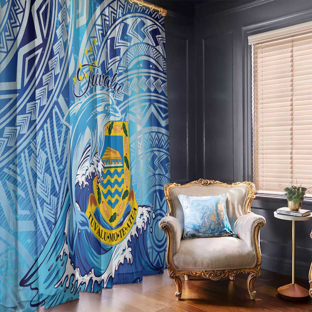 Tuvalu mo te Atua Window Curtain Tuvalu Dolphin Polynesian Pattern LT01 - Polynesian Pride