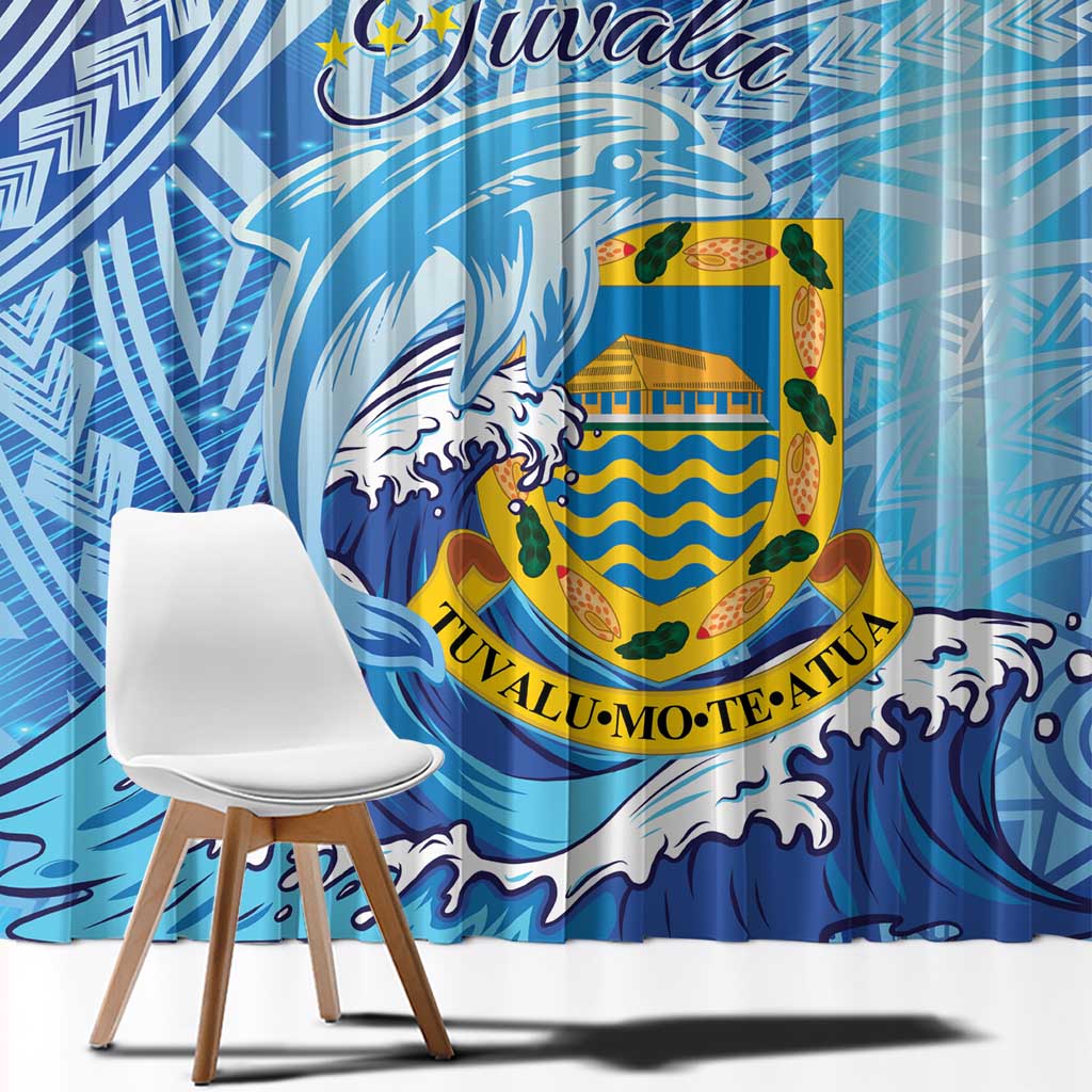 Tuvalu mo te Atua Window Curtain Tuvalu Dolphin Polynesian Pattern LT01 - Polynesian Pride
