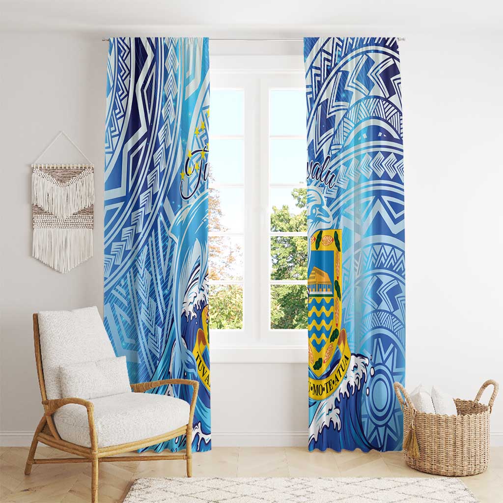 Tuvalu mo te Atua Window Curtain Tuvalu Dolphin Polynesian Pattern LT01 - Polynesian Pride