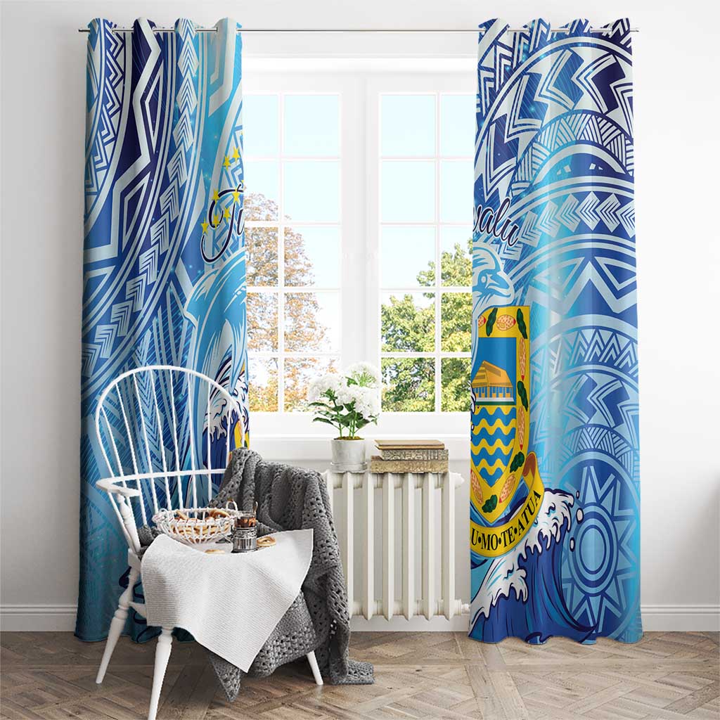 Tuvalu mo te Atua Window Curtain Tuvalu Dolphin Polynesian Pattern LT01 - Polynesian Pride