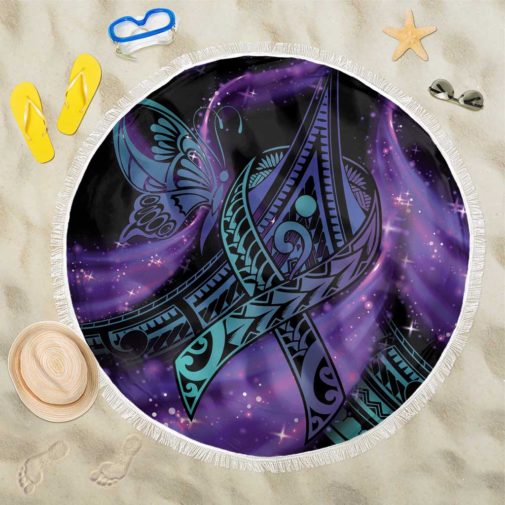 In September We Wear Teal And Purple Beach Blanket Magic Ribbon Semicolon