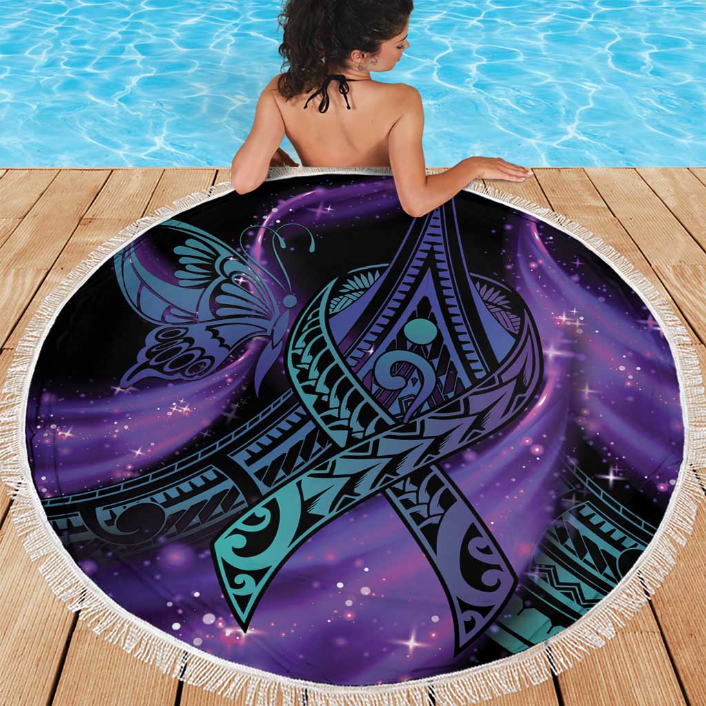 In September We Wear Teal And Purple Beach Blanket Magic Ribbon Semicolon LT01 - Polynesian Pride