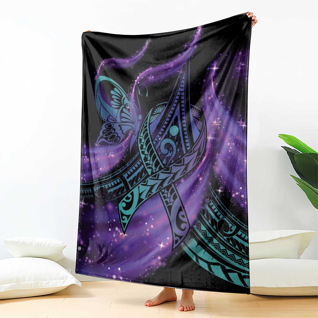 In September We Wear Teal And Purple Blanket Magic Ribbon Semicolon LT01 - Polynesian Pride