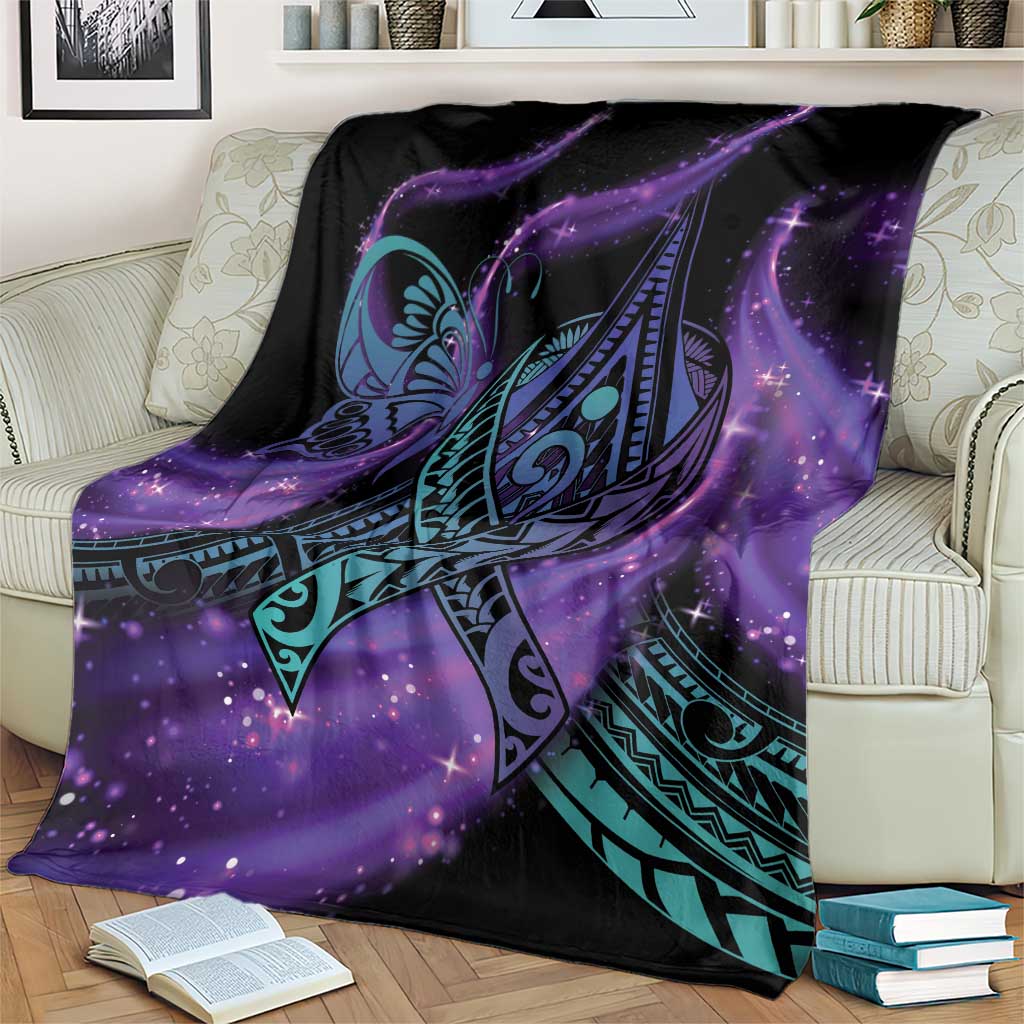 In September We Wear Teal And Purple Blanket Magic Ribbon Semicolon LT01 - Polynesian Pride
