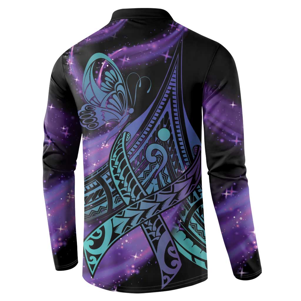 In September We Wear Teal And Purple Button Sweatshirt Magic Ribbon Semicolon