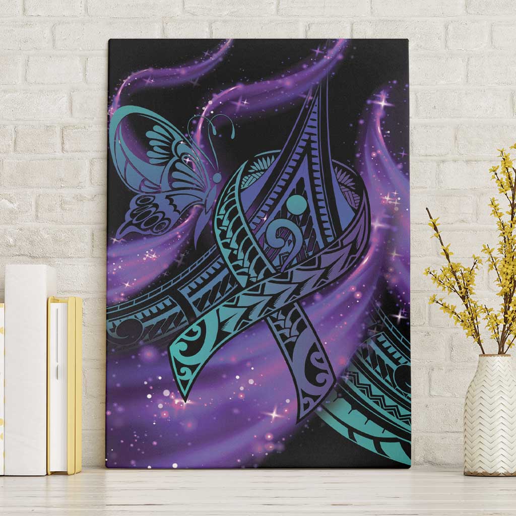 In September We Wear Teal And Purple Canvas Wall Art Magic Ribbon Semicolon LT01 Without Frame Purple - Polynesian Pride
