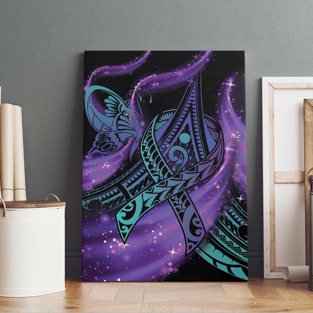 In September We Wear Teal And Purple Canvas Wall Art Magic Ribbon Semicolon LT01 - Polynesian Pride