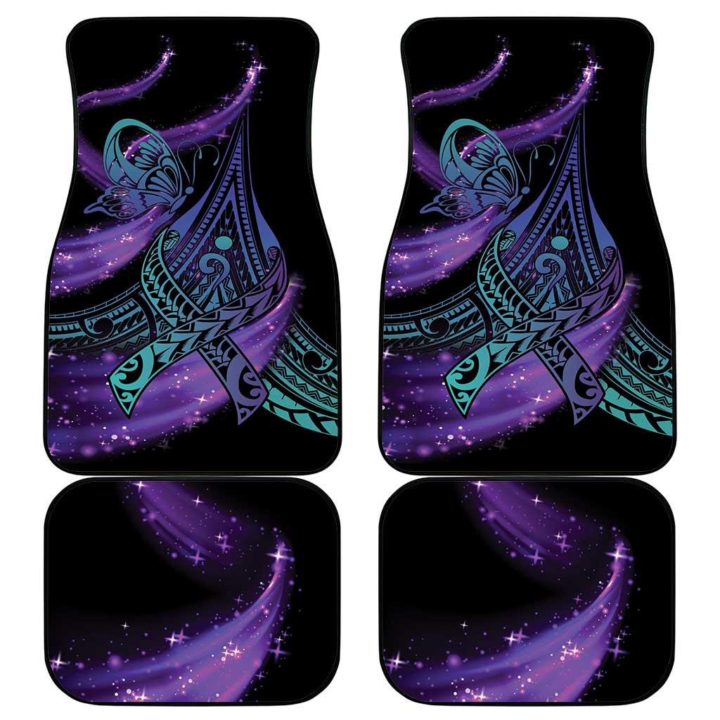 In September We Wear Teal And Purple Car Mats Magic Ribbon Semicolon LT01 - Polynesian Pride