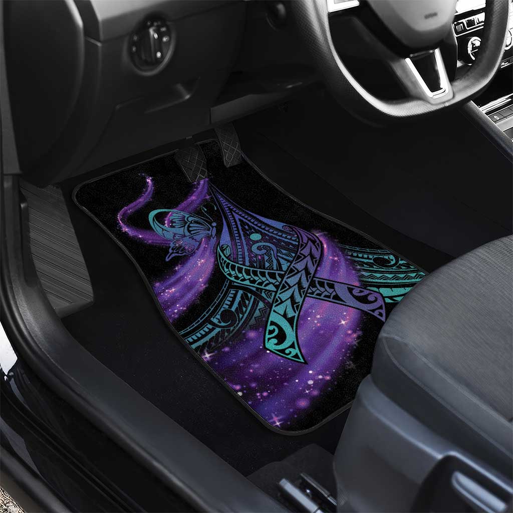 In September We Wear Teal And Purple Car Mats Magic Ribbon Semicolon LT01 - Polynesian Pride