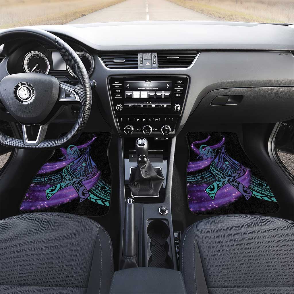 In September We Wear Teal And Purple Car Mats Magic Ribbon Semicolon LT01 Set 2pcs - Front Purple - Polynesian Pride