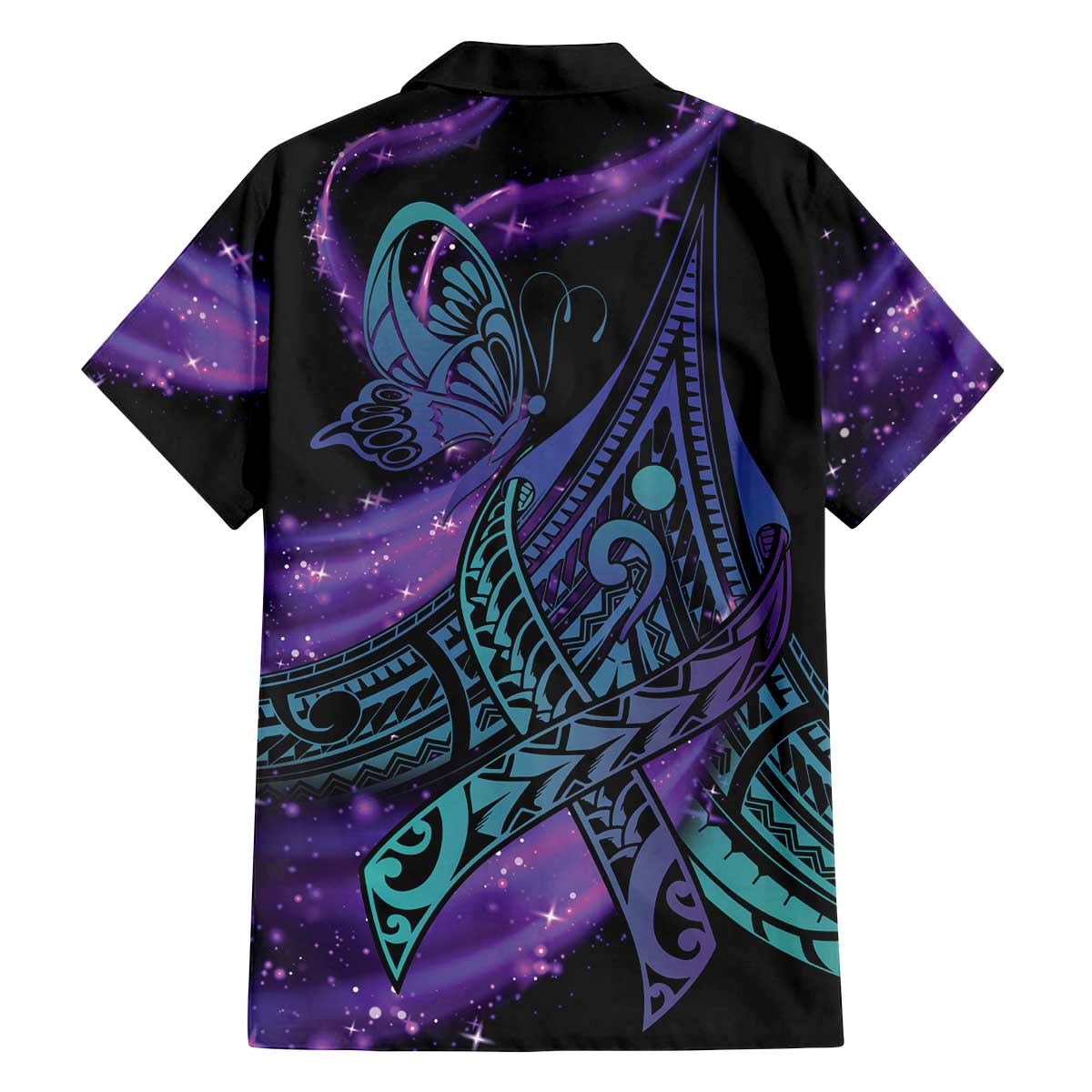 In September We Wear Teal And Purple Family Matching Off The Shoulder Long Sleeve Dress and Hawaiian Shirt Magic Ribbon Semicolon