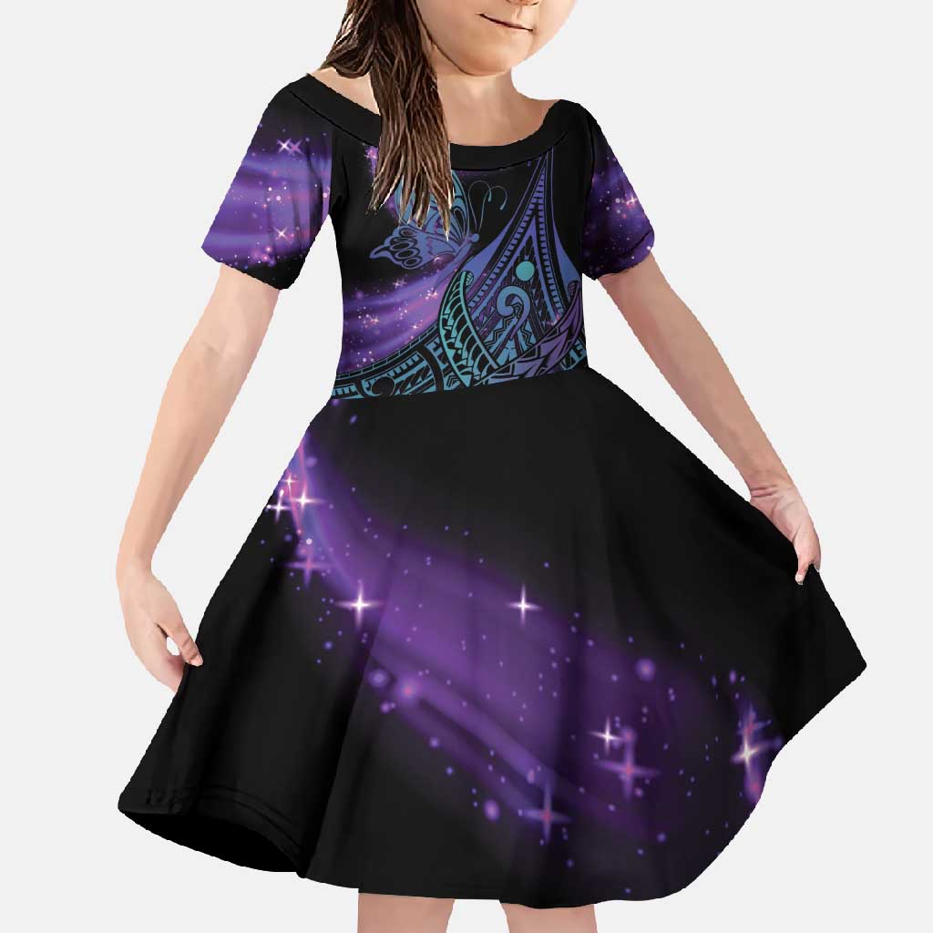In September We Wear Teal And Purple Family Matching Off Shoulder Maxi Dress and Hawaiian Shirt Magic Ribbon Semicolon