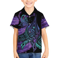 In September We Wear Teal And Purple Family Matching Off Shoulder Maxi Dress and Hawaiian Shirt Magic Ribbon Semicolon