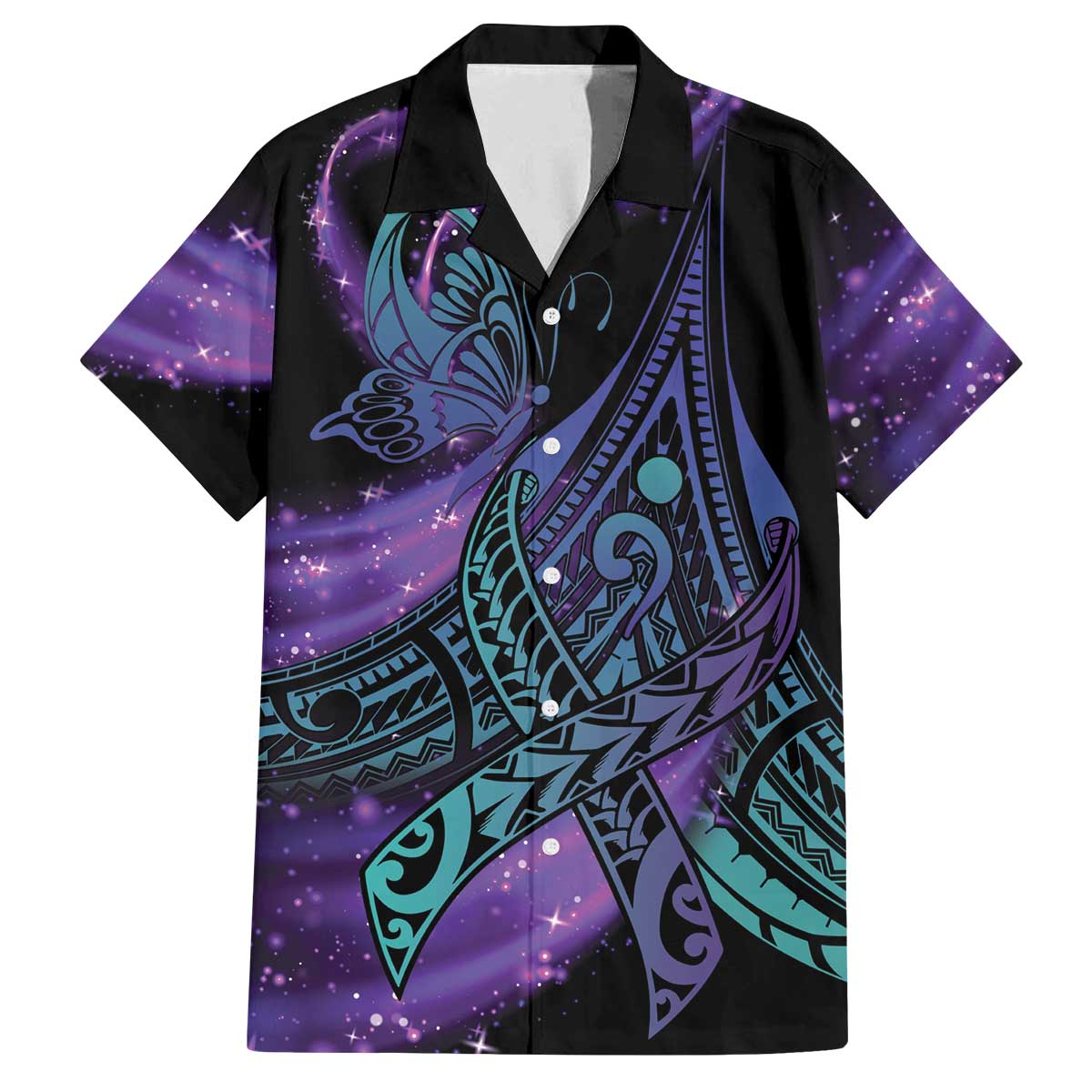 In September We Wear Teal And Purple Family Matching Off Shoulder Short Dress and Hawaiian Shirt Magic Ribbon Semicolon