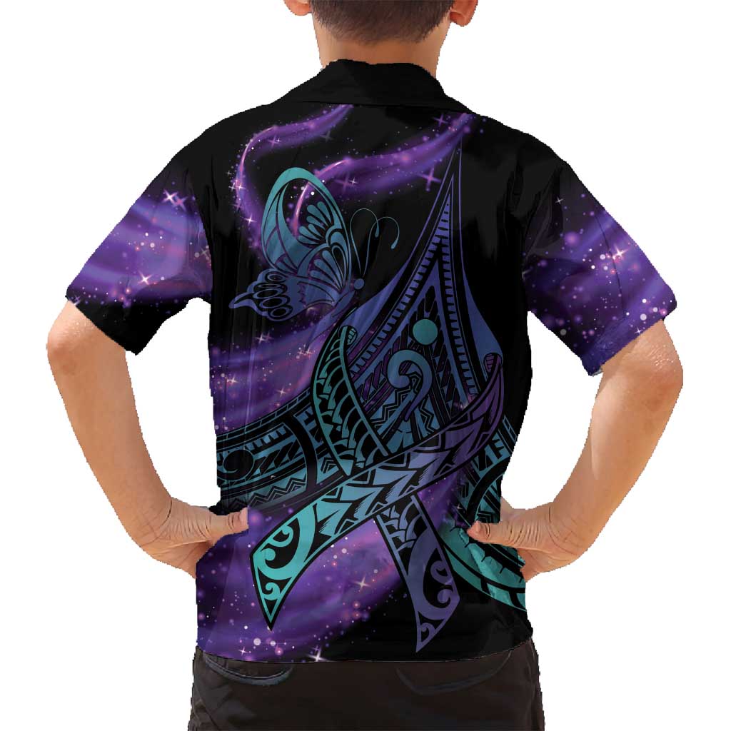 In September We Wear Teal And Purple Family Matching Summer Maxi Dress and Hawaiian Shirt Magic Ribbon Semicolon