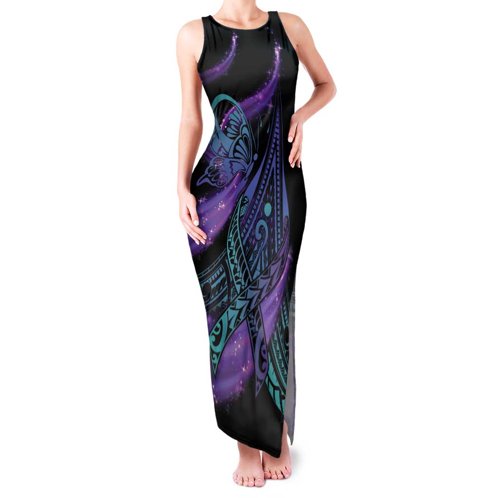 In September We Wear Teal And Purple Family Matching Tank Maxi Dress and Hawaiian Shirt Magic Ribbon Semicolon