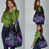 In September We Wear Teal And Purple Grocery Bag Magic Ribbon Semicolon LT01 - Polynesian Pride