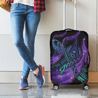 In September We Wear Teal And Purple Luggage Cover Magic Ribbon Semicolon LT01 - Polynesian Pride