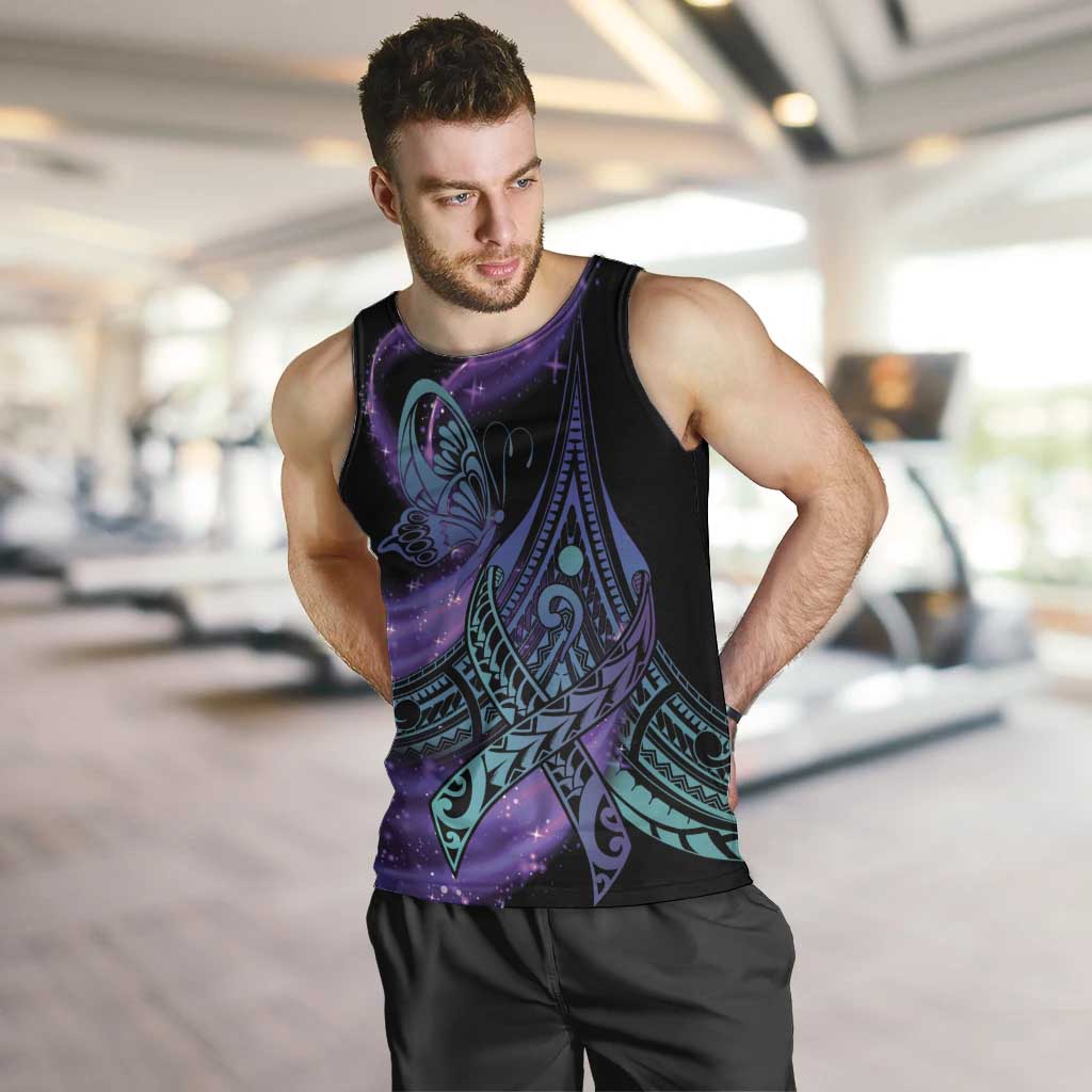 In September We Wear Teal And Purple Men Tank Top Magic Ribbon Semicolon LT01 Purple - Polynesian Pride