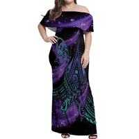 In September We Wear Teal And Purple Off Shoulder Maxi Dress Magic Ribbon Semicolon