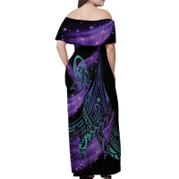 In September We Wear Teal And Purple Off Shoulder Maxi Dress Magic Ribbon Semicolon