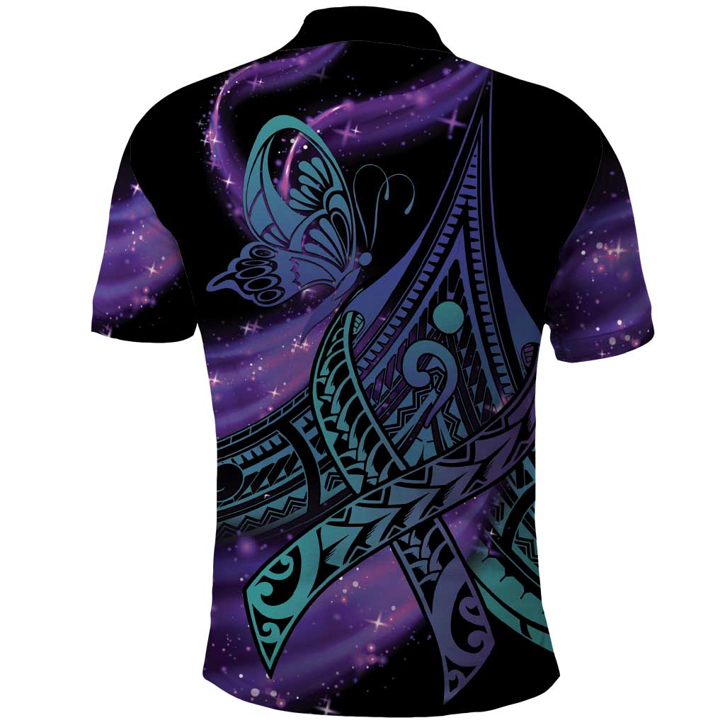 In September We Wear Teal And Purple Polo Shirt Magic Ribbon Semicolon