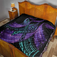 In September We Wear Teal And Purple Quilt Magic Ribbon Semicolon