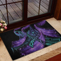 In September We Wear Teal And Purple Rubber Doormat Magic Ribbon Semicolon