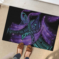In September We Wear Teal And Purple Rubber Doormat Magic Ribbon Semicolon