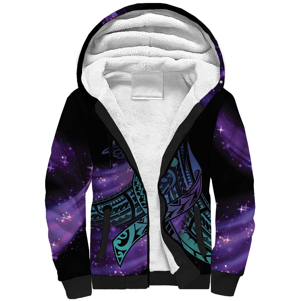 In September We Wear Teal And Purple Sherpa Hoodie Magic Ribbon Semicolon LT01 Unisex Purple - Polynesian Pride