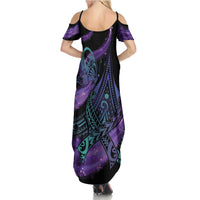 In September We Wear Teal And Purple Summer Maxi Dress Magic Ribbon Semicolon LT01 - Polynesian Pride