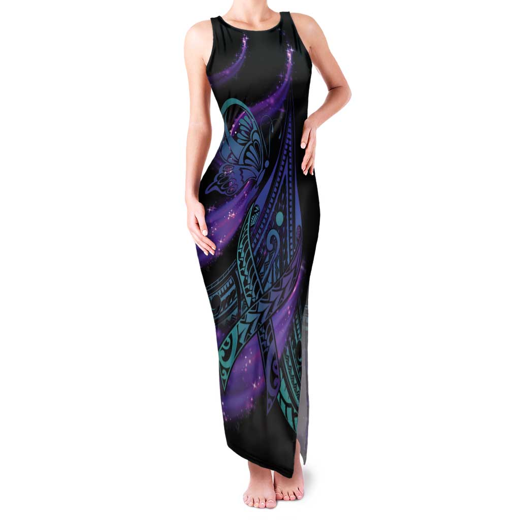 In September We Wear Teal And Purple Tank Maxi Dress Magic Ribbon Semicolon LT01 Women Purple - Polynesian Pride