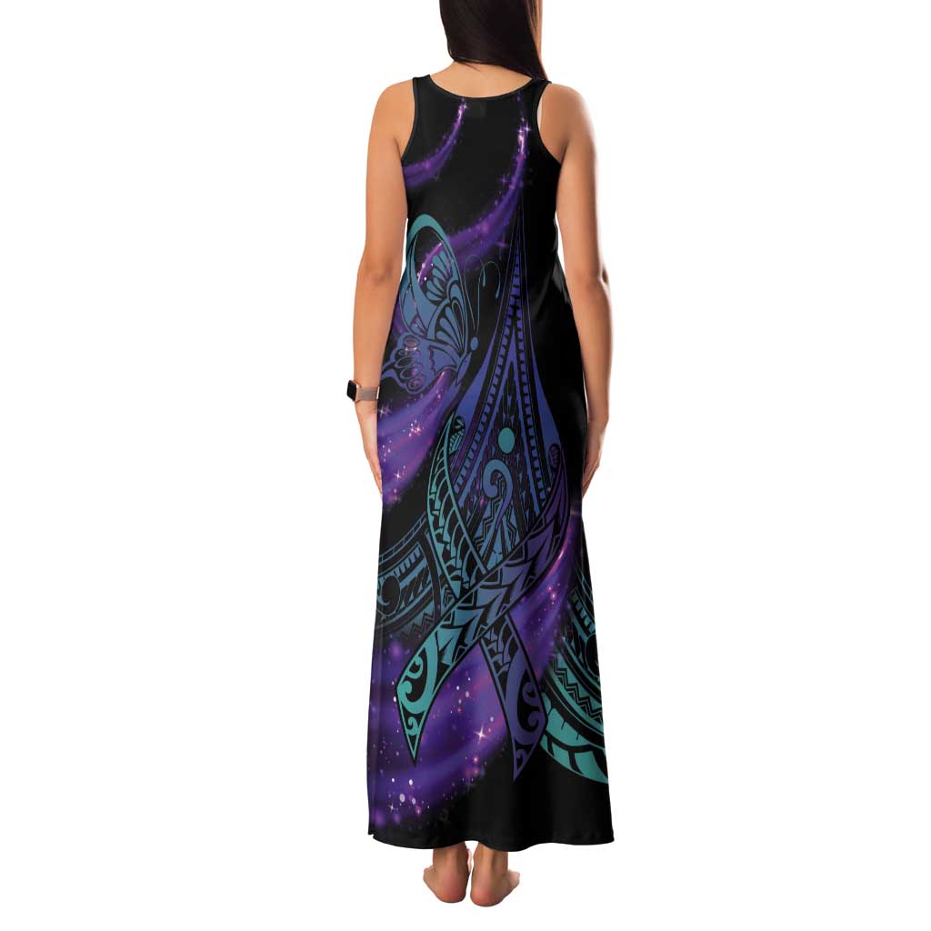 In September We Wear Teal And Purple Tank Maxi Dress Magic Ribbon Semicolon LT01 - Polynesian Pride