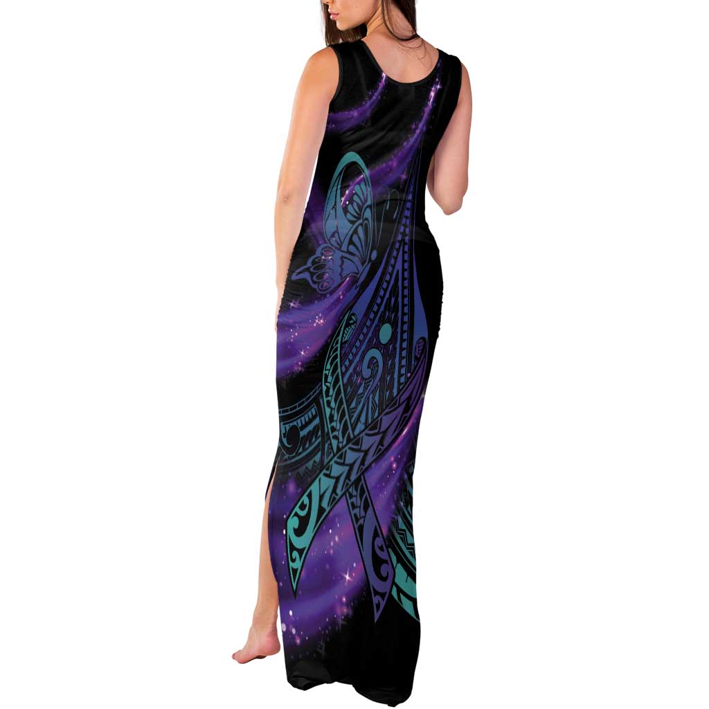 In September We Wear Teal And Purple Tank Maxi Dress Magic Ribbon Semicolon LT01 - Polynesian Pride