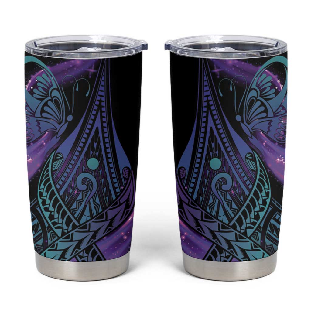 In September We Wear Teal And Purple Tumbler Cup Magic Ribbon Semicolon LT01 Purple - Polynesian Pride
