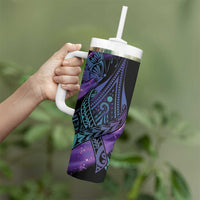In September We Wear Teal And Purple Tumbler With Handle Magic Ribbon Semicolon LT01 - Polynesian Pride