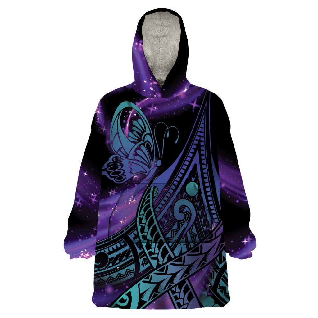 In September We Wear Teal And Purple Wearable Blanket Hoodie Magic Ribbon Semicolon