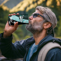 Chuuk Constitution Day 4 in 1 Can Cooler Tumbler Hibiscus Turquoise Pattern