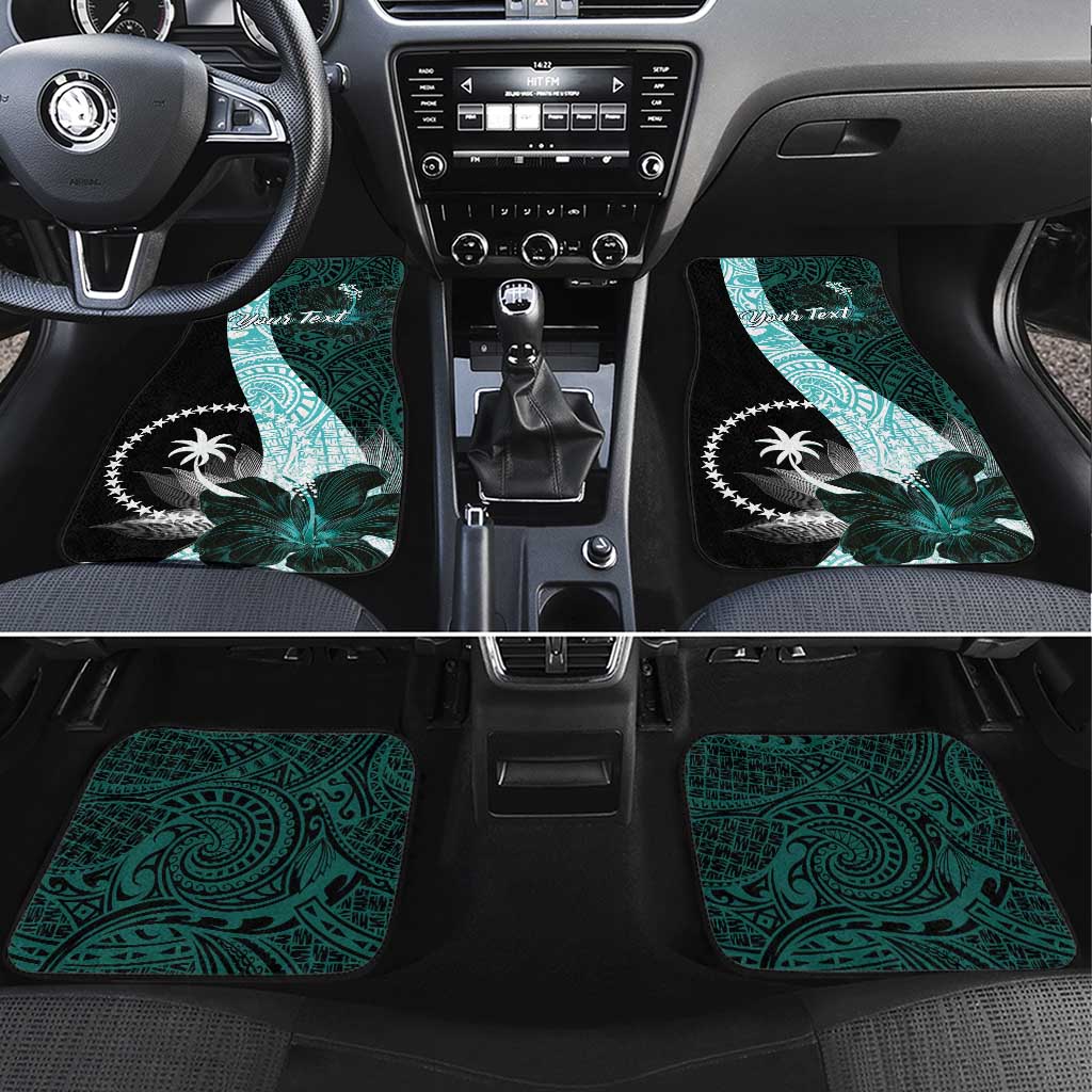 Chuuk Constitution Day Car Mats Hibiscus Turquoise Pattern