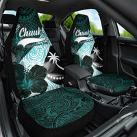 Chuuk Constitution Day Car Seat Cover Hibiscus Turquoise Pattern