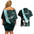 Chuuk Constitution Day Couples Matching Off Shoulder Short Dress and Hawaiian Shirt Hibiscus Turquoise Pattern