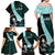 Chuuk Constitution Day Family Matching Off Shoulder Maxi Dress and Hawaiian Shirt Hibiscus Turquoise Pattern