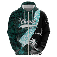 Chuuk Constitution Day Hoodie Hibiscus Turquoise Pattern