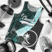 Chuuk Constitution Day Men Tank Top Hibiscus Turquoise Pattern
