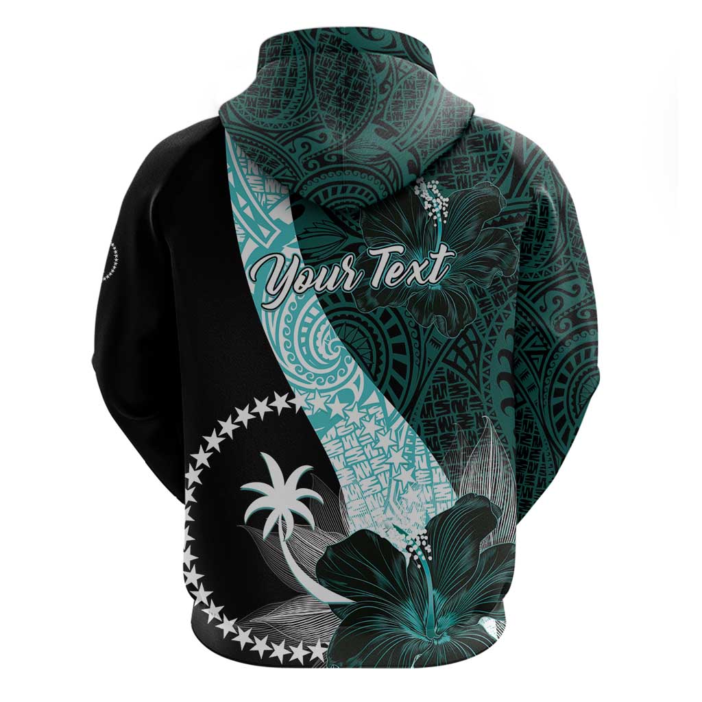 Chuuk Constitution Day Zip Hoodie Hibiscus Turquoise Pattern