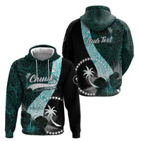Chuuk Constitution Day Zip Hoodie Hibiscus Turquoise Pattern