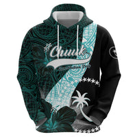 Chuuk Constitution Day Zip Hoodie Hibiscus Turquoise Pattern