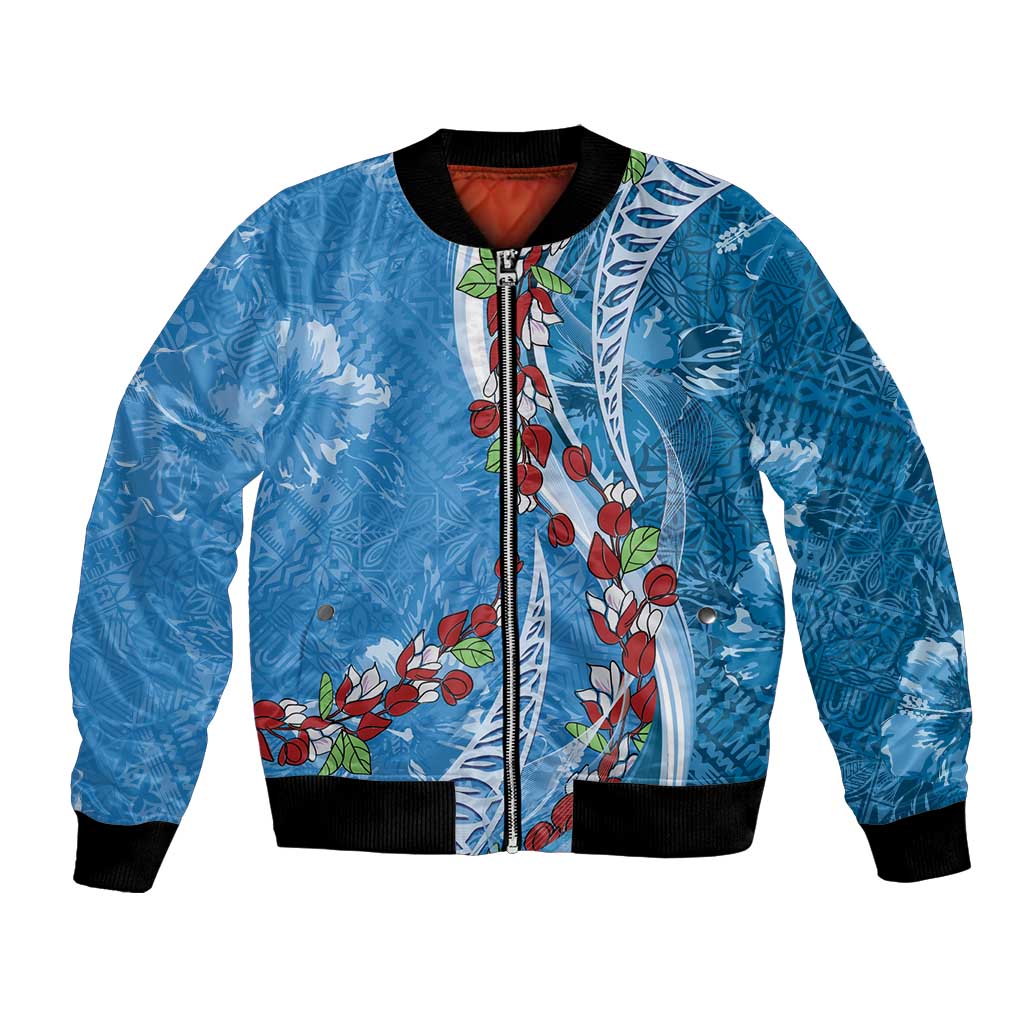 Fiji Tagimaucia Floral Bomber Jacket Tapa Pattern