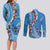 Fiji Tagimaucia Floral Couples Matching Long Sleeve Bodycon Dress and Long Sleeve Button Shirt Tapa Pattern